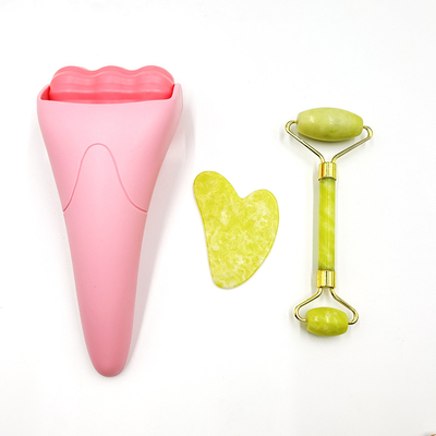 Waterproof Cooling Face Roller Natural Jade Roller Guasha Stone Set for Skin Rejuvenation