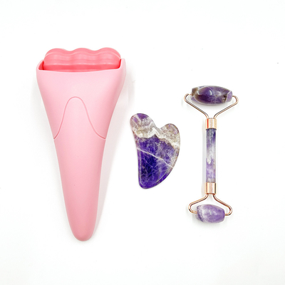 Waterproof Cooling Face Roller Natural Jade Roller Guasha Stone Set for Skin Rejuvenation