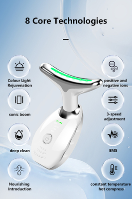 ABS Stainless Steel Face Neck Lifting Massager with LED Therapy and Plugs Type Other