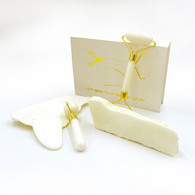 Stimulate Collagen Production with Face Neck Body Massage Jade Roller and Gua Sha Set