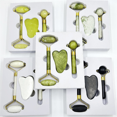Face Neck Body Massage Roller with Gua Sha and Natural Jade Roller in Box