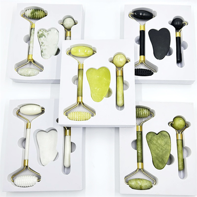 Face Neck Body Massage Roller with Gua Sha and Natural Jade Roller in Box
