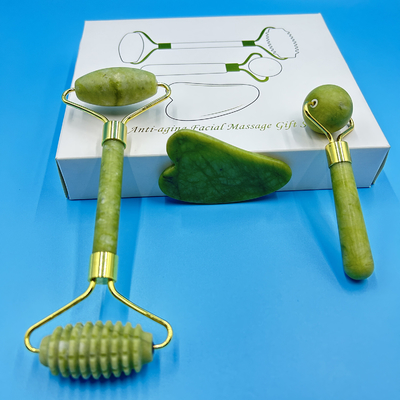 Original Jade Roller and Gua Sha Set for Face Massage on Thermal Therapy Jade Bed