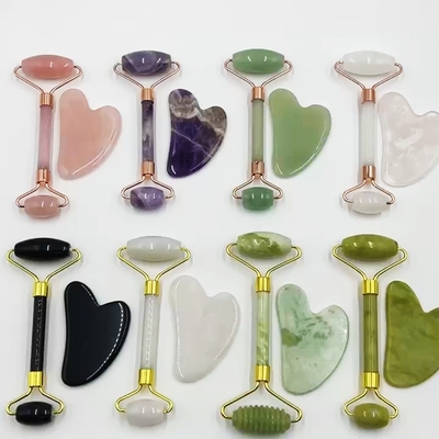 Green Rose Quartz Facial Jade Massage Roller for Anti Aging Natural Xiuyan Crystal Jade