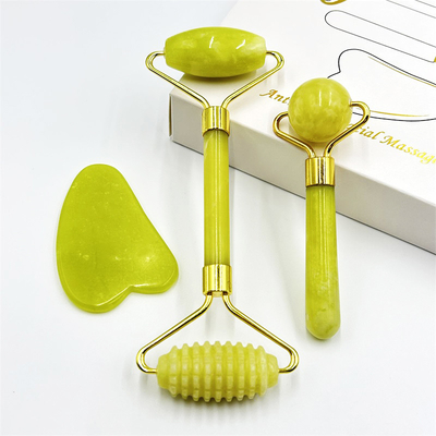 Xiuyan Stone Jade Roller Face Massage Roller Jade Guasha Stone Set for Anti-Puffiness