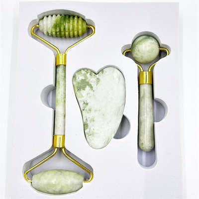 Xiuyan Stone Jade Roller Face Massage Roller Jade Guasha Stone Set for Anti-Puffiness