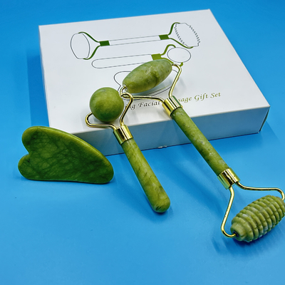 Custom Branded Box Jade Facial Roller and Gus Sha for Luxury Skincare Experience