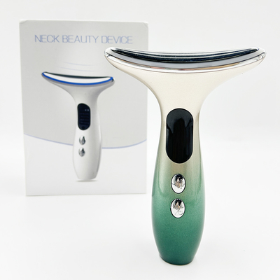 OEM ODM Neck Face Beauty Device with 3 Colors LED Photon Therapy and EMS Heated Vibration