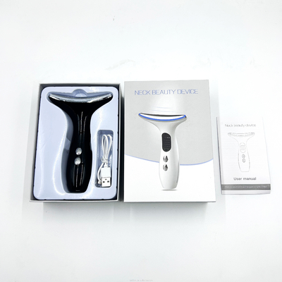 OEM ODM Neck Face Beauty Device with 3 Colors LED Photon Therapy and EMS Heated Vibration