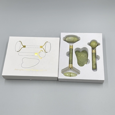 Double Head Xiuyan Stone Jade Roller Gua Sha Set for Skin Rejuvenation and Facial Care
