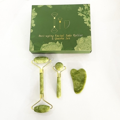 Jade Roller Gua Sha Set 100% Natural Double Head Tools for Face and Body Rejuvenation