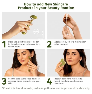 Jade Roller Gua Sha Set 100% Natural Double Head Tools for Face and Body Rejuvenation