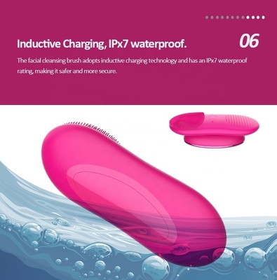 Face Target Area Pink Black Silicone Facial Cleansing Brush with Parallel Massage Lines