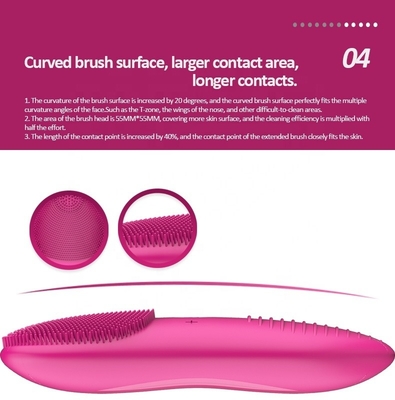 Face Target Area Pink Black Silicone Facial Cleansing Brush with Parallel Massage Lines