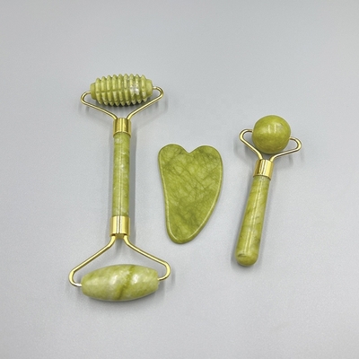 Custom Double Head Jade Roller Gua Sha Set for Neck/Throat Wrinkles Natural Jade