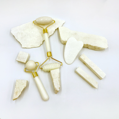 Face Healthcare Massage Roller Function Green Natural Jade Roller and Gua Sha Stone Set