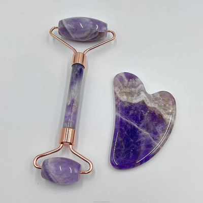 Massage Area Face Neck Body 2023 Natural Jade Roller and Gua Sha Set with Xiuyan Stone