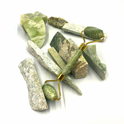 Xiuyan Stone Double Head Skin Facial Care Jade Roller and Gua Sha Rosenquarz Set