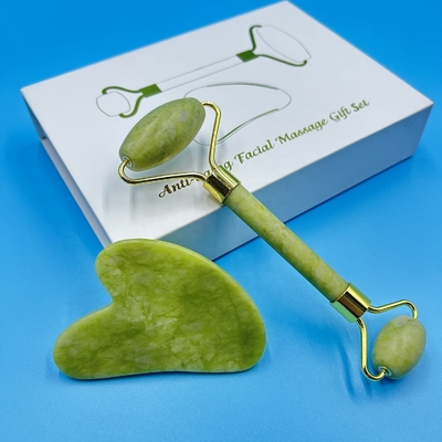 2023 Jade Roller and Gua Sha Set for Double Head Skin Care Massage Area Face Neck Body