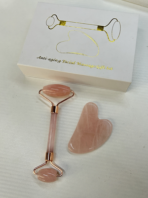 Double Head Skin Facial Care Jade Roller and Amethyst Gua Sha for Face Rejuvenation