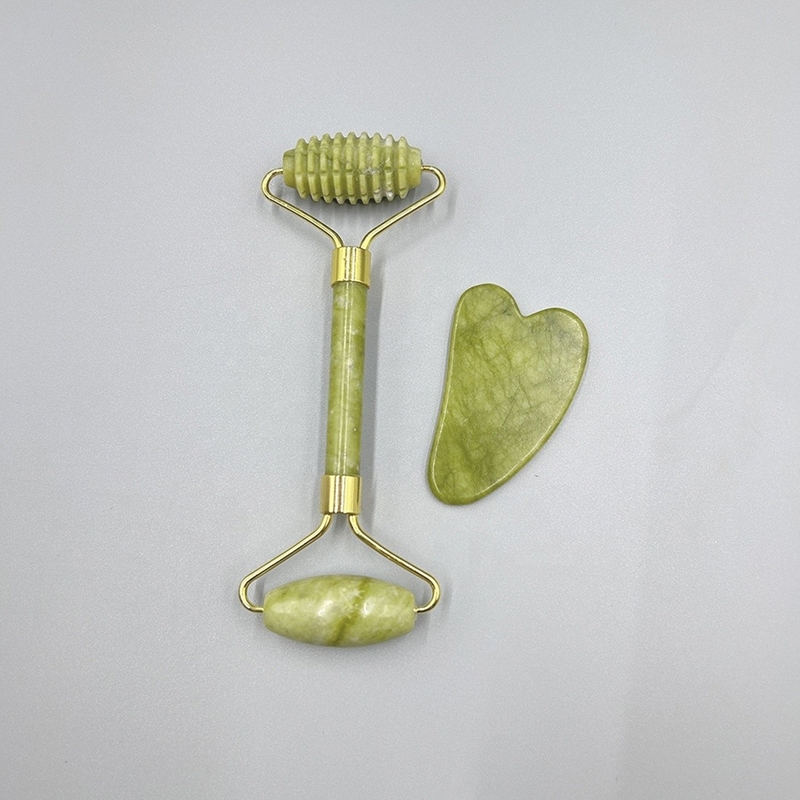 Real Stone Jade Roller and Gua Sha Set Portable Beauty Products for Face Rejuvenation
