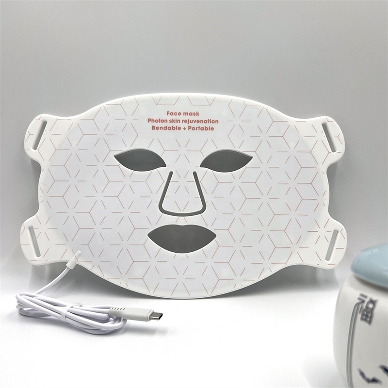 Portable Silicone LED Face Mask Skin Care 4 Color Firming Wrinkle Remover for Neck/Throat