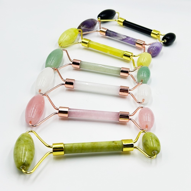 Anti-Puffiness Natural Jade Roller Massage and Gua Sha Facial for Face Neck Body