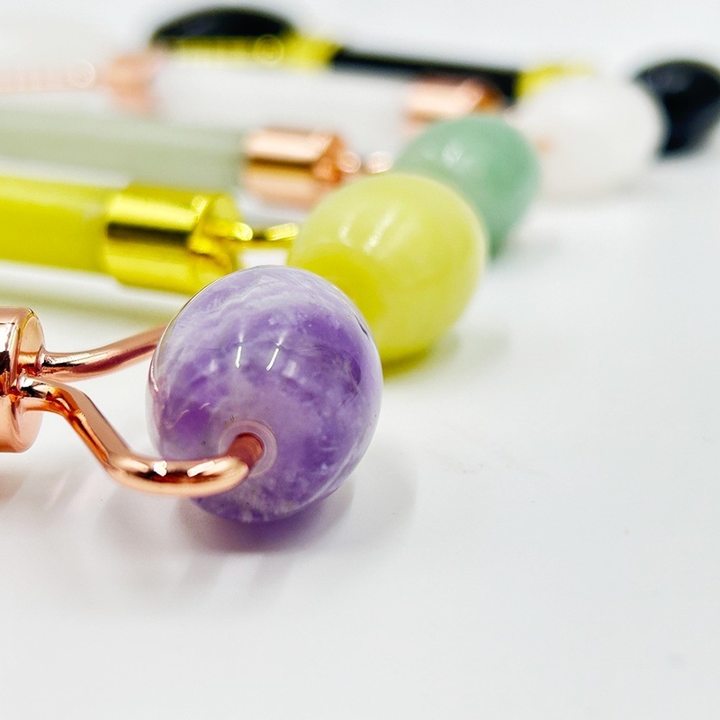 Green Rose Quartz Facial Jade Massage Roller for Anti Aging Natural Xiuyan Crystal Jade