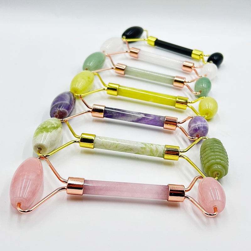 Jade Roller Gua Sha Set 100% Natural Home Facial Ice Roller with Jade Stone and Custom Box