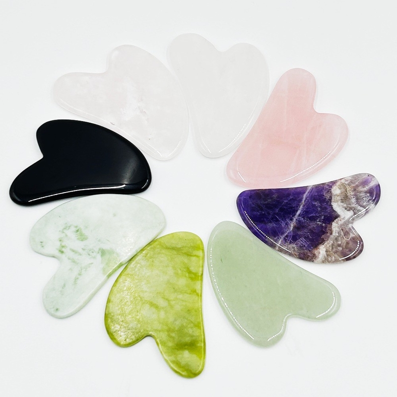Anti Aging Facial Massage with Portable Xiuyan Stone Jade Roller and Gua Sha Set