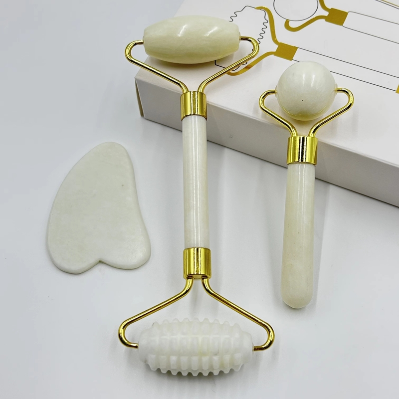 Natural Jade Roller Gua Sha Set For Home Perfect for Reducing Face and Neck Wrinkles