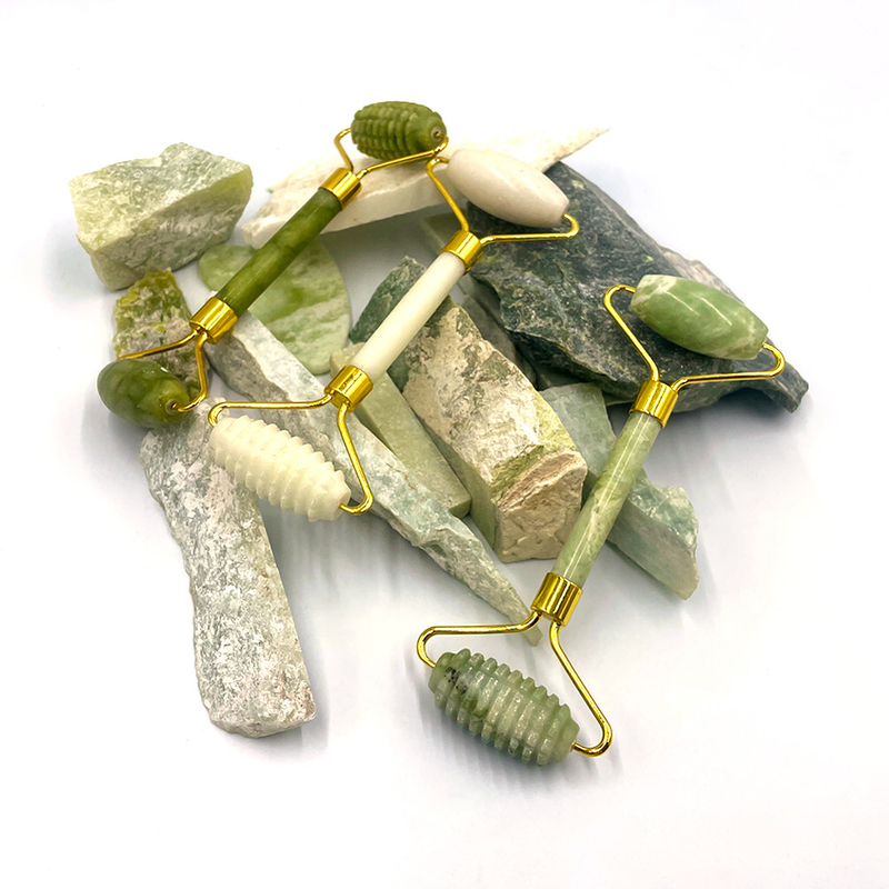 2023 Natural Jade Roller Gua Sha Set for Neck/Throat Target Area Face Massage Roller